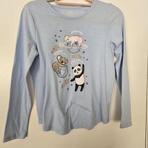 Wonder Nation Light Blue Kids Long Sleeve Shirt with Animal Design